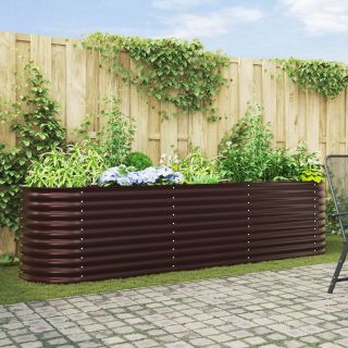 Aianduse tõstetud voodi pruun 320x80x81 cm, galvaniseeritud teras