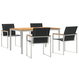 5-osaline aia söögilaud Tugev puidust akaatsia,välikohviku laud 150x90x75 cm Tugev puidust akaatsia