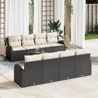 9-osaline Aia Diivanikomplekt Padjadega Must Polü Rattan Acacia