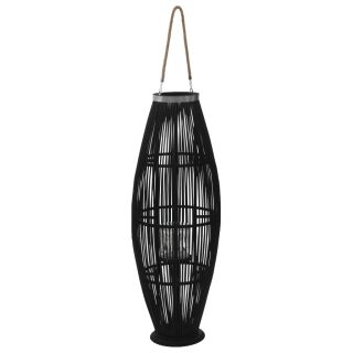 rippuv küünlalatern, bambus, must, 95 cm