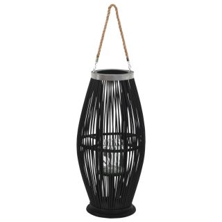 rippuv küünlalatern, bambus, must, 60 cm