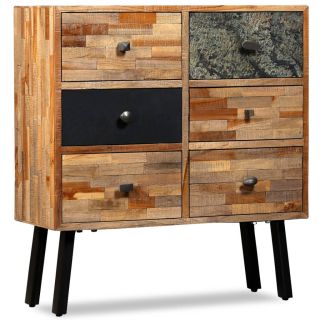 Комод из восстановленного тика с 6 ящиками, 70 x 30 x 76 см.