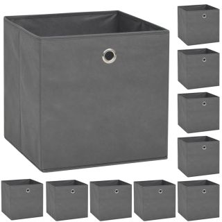 mittekootud kangast hoiukastid 10 tk 32 x 32 x 32 cm, hall