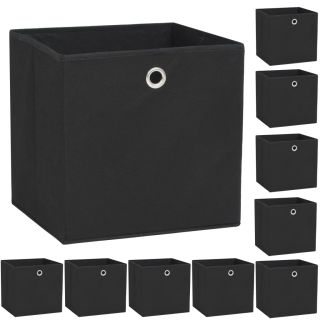 mittekootud kangast hoiukastid 10 tk 32 x 32 x 32 cm, must