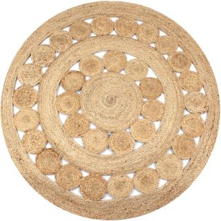 vaip, punutud disainiga džuut, 150 cm, ümmargune