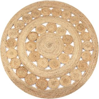 vaip, punutud disainiga džuut, 120 cm, ümmargune
