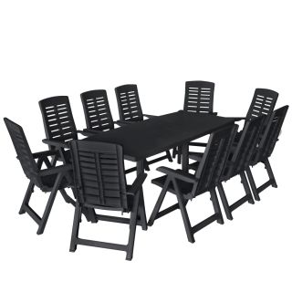 11-osaline aiamööblikomplekt, plast, antratsiithall