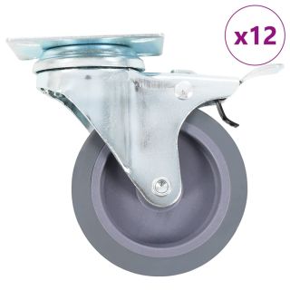 12 tk pöörlevad rattad 75 mm