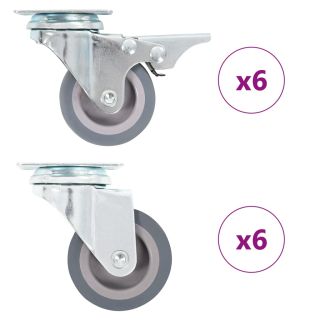 12 tk pöörlevad rattad 50 mm