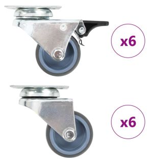 12 tk topelrattaga pöörlevad rattad 50 mm