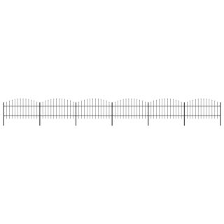 забор с шипами, стальной, (1–1,25) x 10,2 м, черный