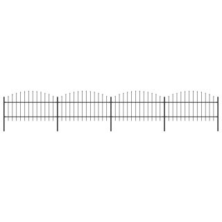 забор с шипами, стальной, (1–1,25) x 6,8 м, черный
