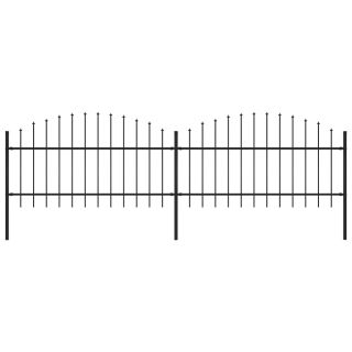 забор с шипами, стальной, (1–1,25) x 3,4 м, черный