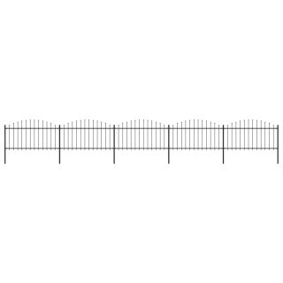 забор, заостренный, стальной, (1,25–1,5) x 8,5 м, черный