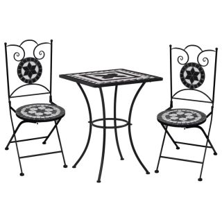 3-kohaline bistrookomplekt, keraamilised plaadid, must, valge