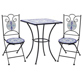 3-kohaline bistrookomplekt, keraamilised plaadid, sinine, valge