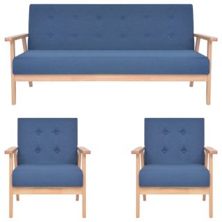 3-osaline diivanikomplekt kangast, sinine