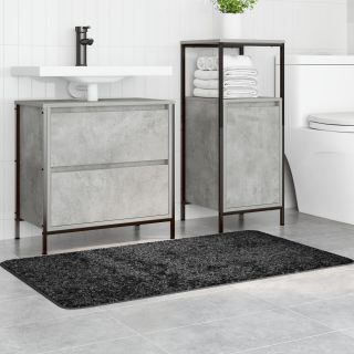 Vannitoa vaip Ristkülikuline Tumehall 70x120 cm Polüpropüleen Libisemisvastane
