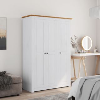 3 uksega riidekapp valge 118x50x171,5 cm mänd Panama sari