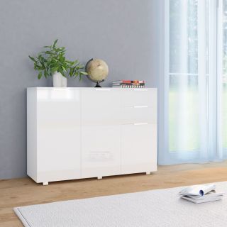 puhvetkapp kõrgläikega valge 107x35x80,5 cm