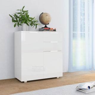 Буфет глянцевый белый 71 x 35 x 80 см, искусственное дерево