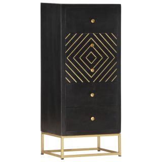 kummut, must ja kuldne, 45 x 30 x 105 cm mangopuit