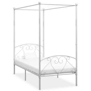 baldahhiiniga voodiraam, valge, metall, 100 x 200 cm