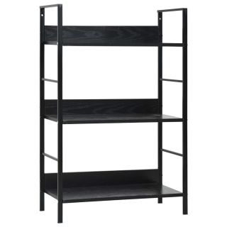 Книжная полка 3-х уровневая черная 60x27,6x90,5 см, искусственное дерево