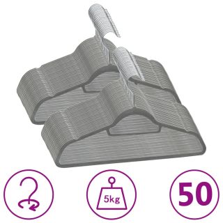 50 шт. вешалок, нескользящие, серые, бархатные