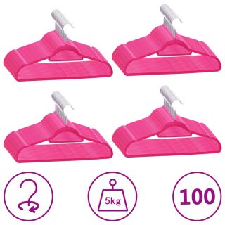 100 tk riidepuud, libisemiskindel, roosa, samet