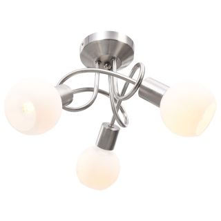 laelamp keraamiliste varjudega 3 E14 pirni jaoks, valge kera