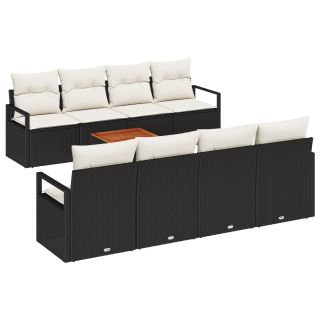 9-osaline Aia Sofa Komplekt Padjadega Must Polürotang Akaatsia,2-Kohaline Aia Sofa Padjadega Must Polürotang