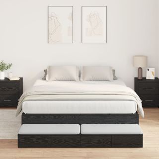 hoiustamise voodi raam Must tamm Tehispuit 236.5 x 150 x 31.5 cm