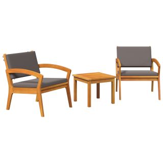 3-osaline Bistroo komplekt, padjatega, valmistatud tugevast Akaatsiapuidust