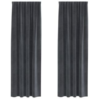 Mustad kardinad ülemise ribaga 2 tk Helehall samet