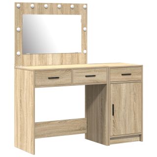 2-osaline meigilaudade komplekt LED-valgustusega Sonoma tamme tehispuidust
