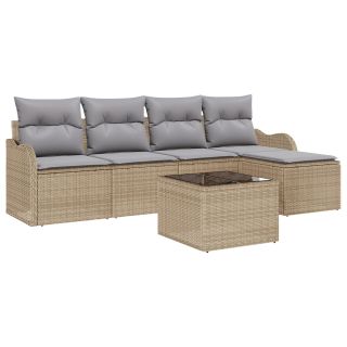 6-osaline aiavoodi komplekt padjadega must polü rattan,2-kohaline aiadiivan hoiuruumi ja padjadega beež polü rattan
