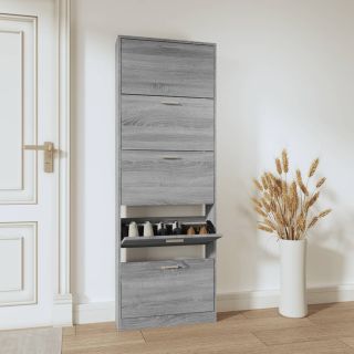 Тумба для обуви, серый дуб Сонома, 59x17x169 см, искусственное дерево