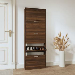 Тумба для обуви, коричневый дуб, 59x17x169 см, искусственное дерево