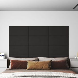 seinapaneelid 12 tk, must, 60 x 30 cm, samet, 2,16 m²
