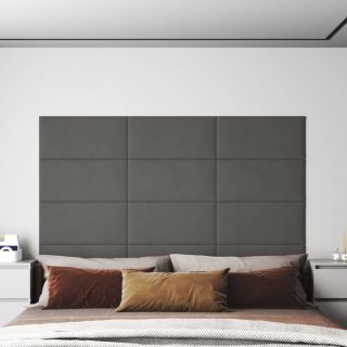 seinapaneelid 12 tk, tumehall, 60 x 30 cm, samet, 2,16 m²