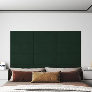 seinapaneelid 12 tk, tumeroheline, 60 x 30 cm, samet, 2,16 m²