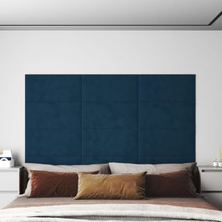 seinapaneelid 12 tk, sinine, 60 x 30 cm, samet 2,16 m²