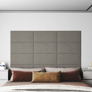 seinapaneelid 12 tk, helehall, 60 x 30 cm, samet, 2,16 m²