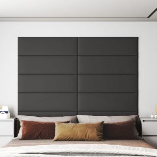 seinapaneelid 12 tk, hall, 90 x 30 cm, kunstnahk, 3,24 m²