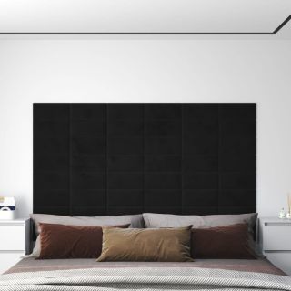 seinapaneelid 12 tk, must, 30 x 15 cm, samet, 0,54 m²