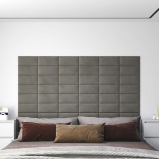 seinapaneelid 12 tk, helehall, 30 x 15 cm, samet, 0,54 m²