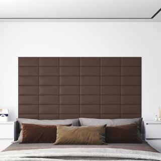 seinapaneelid 12 tk, pruun, 30 x 15 cm, kunstnahk, 0,54 m²