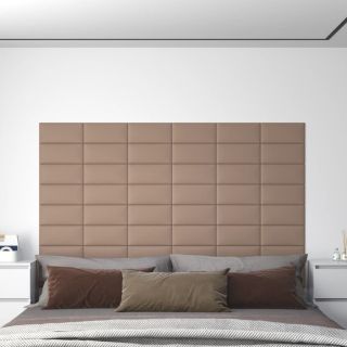 seinapaneelid 12 tk, cappuccino, 30 x 15 cm, kunstnahk, 0,54 m²