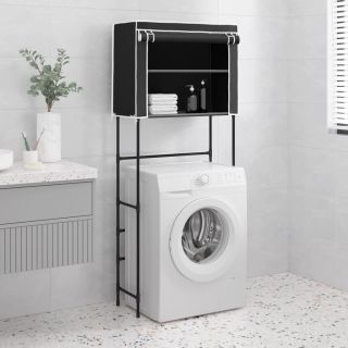 Двухъярусная полка над стиральной машиной, черная, 71x29,5x170,5 см